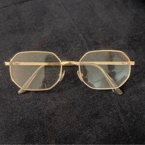 Gold metal Geometric clear lenses preppy Eyeglasses